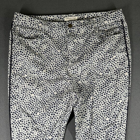 Coldwater Creek Pants Womens 16 Blue Polka Dot Classic Fit Straight Leg Casual - Picture 3 of 12